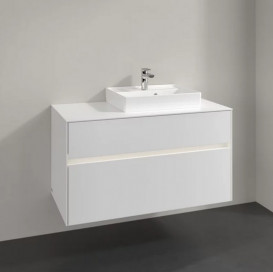 Тумба під раковину Villeroy & Boch Collaro 100х50 см із підсвічуванням ДСП матовий білий C015B0MS