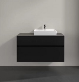 Тумба під раковину Villeroy & Boch Collaro 100х50 см із підсвічуванням МДФ чорний матовий лак C015B0PD