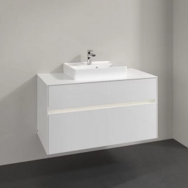 Тумба под раковину Villeroy & Boch Collaro 100х50 см с подсветкой МДФ глянцевый белый C016B0DH