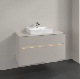 Тумба под раковину Villeroy & Boch Collaro 100х50 см с подсветкой ДСП мягкий серый C016B0VK