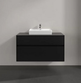 Тумба під раковину Villeroy & Boch Collaro 100х50 см із підсвічуванням МДФ чорний матовий лак C016B0PD