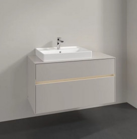 Тумба под раковину Villeroy & Boch Collaro 100х50 см с подсветкой ДСП мягкий серый C017B0VK