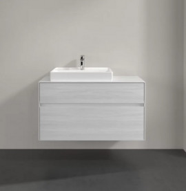 Тумба под раковину Villeroy & Boch Collaro 100х50 см с подсветкой ДСП белое дерево C017B0E8