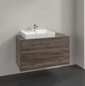 Тумба под раковину Villeroy & Boch Collaro 100х50 см с подсветкой ДСП каменный дуб C017B0RK