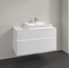 Тумба под раковину Villeroy & Boch Collaro 100х50 см с подсветкой МДФ глянцевый белый C018B0DH