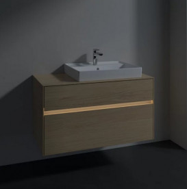 Тумба под раковину Villeroy & Boch Collaro 100х50 см с подсветкой ДСП северный дуб C018B0VJ