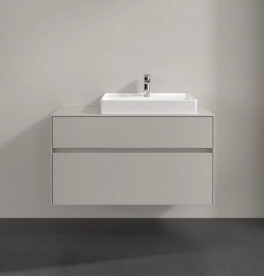 Тумба под раковину Villeroy & Boch Collaro 100х50 см с подсветкой ДСП мягкий серый C018B0VK