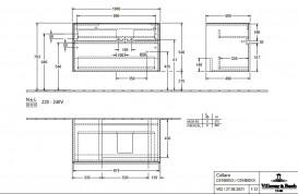 Тумба под раковину Villeroy & Boch Collaro 100х50 см с подсветкой ДСП мягкий серый C018B0VK
