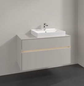 Тумба под раковину Villeroy & Boch Collaro 100х50 см с подсветкой ДСП мягкий серый C018B0VK