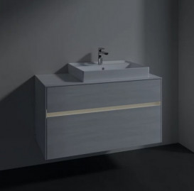 Тумба під раковину Villeroy & Boch Collaro 100х50 см із підсвічуванням ДСП біле дерево C018B0E8