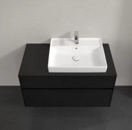 Тумба під раковину Villeroy & Boch Collaro 100х50 см із підсвічуванням МДФ чорний матовий лак C018B0PD