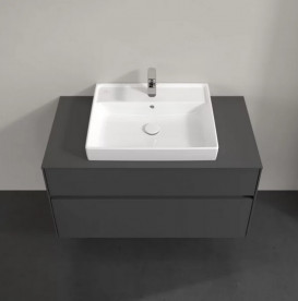 Тумба под раковину Villeroy & Boch Collaro 100х50 см с подсветкой МДФ глянцевый серый C019B0FP