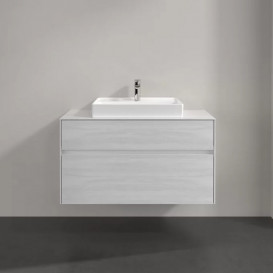 Тумба под раковину Villeroy & Boch Collaro 100х50 см с подсветкой ДСП белое дерево C019B0E8