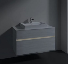 Тумба под раковину Villeroy & Boch Collaro 100х50 см с подсветкой ДСП белое дерево C019B0E8