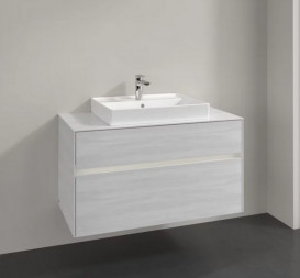 Тумба под раковину Villeroy & Boch Collaro 100х50 см с подсветкой ДСП белое дерево C019B0E8