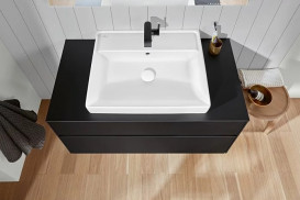 Тумба під раковину Villeroy & Boch Collaro 100х50 см із підсвічуванням МДФ чорний матовий лак C019B0PD