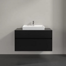 Тумба під раковину Villeroy & Boch Collaro 100х50 см із підсвічуванням МДФ чорний матовий лак C019B0PD