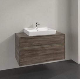 Тумба под раковину Villeroy & Boch Collaro 100х50 см с подсветкой ДСП каменный дуб C019B0RK