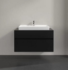 Тумба під раковину Villeroy & Boch Collaro 100х50 см із підсвічуванням МДФ чорний матовий лак C020B0PD