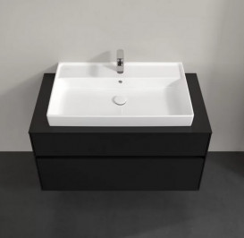 Тумба під раковину Villeroy & Boch Collaro 100х50 см із підсвічуванням МДФ чорний матовий лак C020B0PD