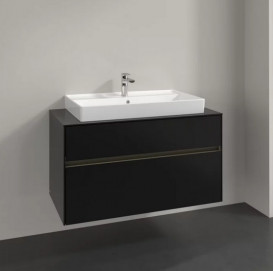 Тумба під раковину Villeroy & Boch Collaro 100х50 см із підсвічуванням МДФ чорний матовий лак C020B0PD