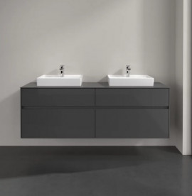 Тумба под раковину Villeroy & Boch Collaro 160х50 см с подсветкой МДФ глянцевый серый C021B0FP