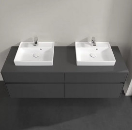 Тумба под раковину Villeroy & Boch Collaro 160х50 см с подсветкой МДФ глянцевый серый C021B0FP