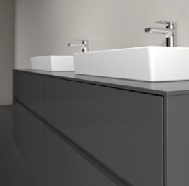 Тумба под раковину Villeroy & Boch Collaro 160х50 см с подсветкой МДФ глянцевый серый C021B0FP