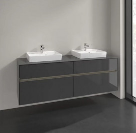 Тумба под раковину Villeroy & Boch Collaro 160х50 см с подсветкой МДФ глянцевый серый C021B0FP