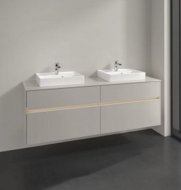 Тумба под раковину Villeroy & Boch Collaro 160х50 см с подсветкой ДСП мягкий серый C021B0VK