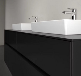 Тумба под раковину Villeroy & Boch Collaro 160х50 см с подсветкой МДФ черный матовый лак C021B0PD