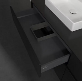 Тумба под раковину Villeroy & Boch Collaro 160х50 см с подсветкой МДФ черный матовый лак C021B0PD