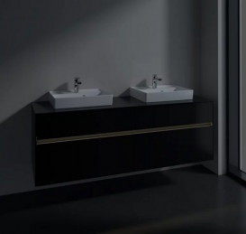 Тумба под раковину Villeroy & Boch Collaro 160х50 см с подсветкой МДФ черный матовый лак C021B0PD