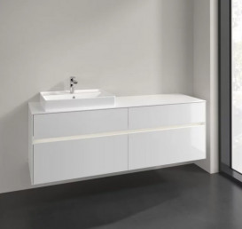 Тумба під раковину Villeroy & Boch Collaro 160х50 см із підсвічуванням МДФ глянсовий білий C022B0DH