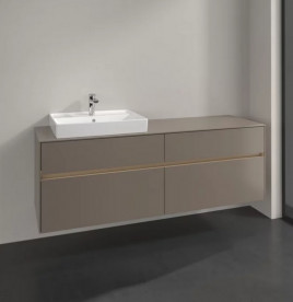 Тумба під раковину Villeroy & Boch Collaro 160х50 см із підсвічуванням ДСП трюфель сірий C022B0VG