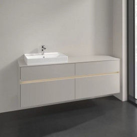 Тумба под раковину Villeroy & Boch Collaro 160х50 см с подсветкой ДСП мягкий серый C022B0VK