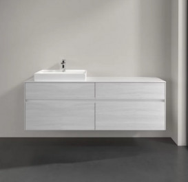 Тумба под раковину Villeroy & Boch Collaro 160х50 см с подсветкой ДСП белое дерево C022B0E8