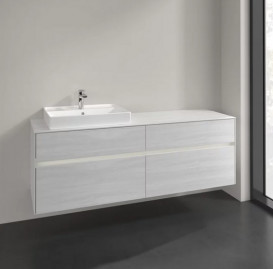 Тумба под раковину Villeroy & Boch Collaro 160х50 см с подсветкой ДСП белое дерево C022B0E8