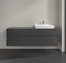 Тумба под раковину Villeroy & Boch Collaro 160х50 см с подсветкой МДФ глянцевый серый C023B0FP