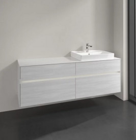 Тумба под раковину Villeroy & Boch Collaro 160х50 см с подсветкой ДСП белое дерево C023B0E8