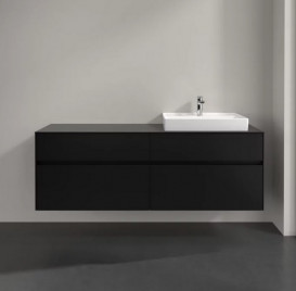 Тумба под раковину Villeroy & Boch Collaro 160х50 см с подсветкой МДФ черный матовый лак C023B0PD