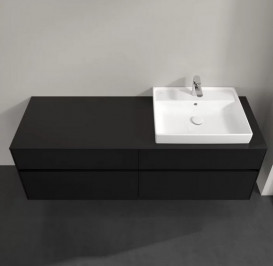 Тумба под раковину Villeroy & Boch Collaro 160х50 см с подсветкой МДФ черный матовый лак C023B0PD