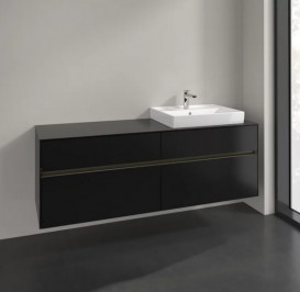 Тумба под раковину Villeroy & Boch Collaro 160х50 см с подсветкой МДФ черный матовый лак C023B0PD