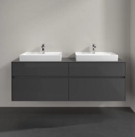 Тумба под раковину Villeroy & Boch Collaro 160х50 см с подсветкой МДФ глянцевый серый C024B0FP