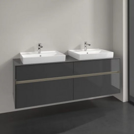 Тумба под раковину Villeroy & Boch Collaro 160х50 см с подсветкой МДФ глянцевый серый C024B0FP