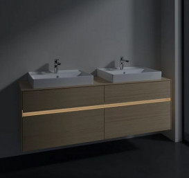 Тумба под раковину Villeroy & Boch Collaro 160х50 см с подсветкой ДСП северный дуб C024B0VJ