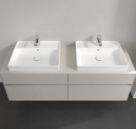 Тумба под раковину Villeroy & Boch Collaro 160х50 см с подсветкой ДСП мягкий серый C024B0VK