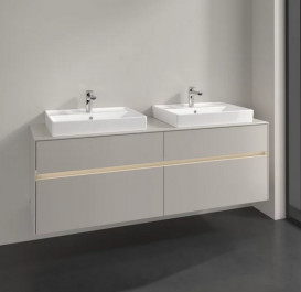 Тумба под раковину Villeroy & Boch Collaro 160х50 см с подсветкой ДСП мягкий серый C024B0VK