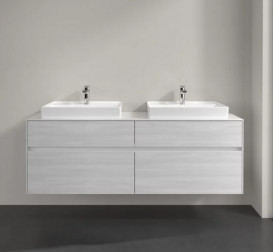 Тумба под раковину Villeroy & Boch Collaro 160х50 см с подсветкой ДСП белое дерево C024B0E8