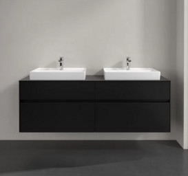 Тумба под раковину Villeroy & Boch Collaro 160х50 см с подсветкой МДФ черный матовый лак C024B0PD